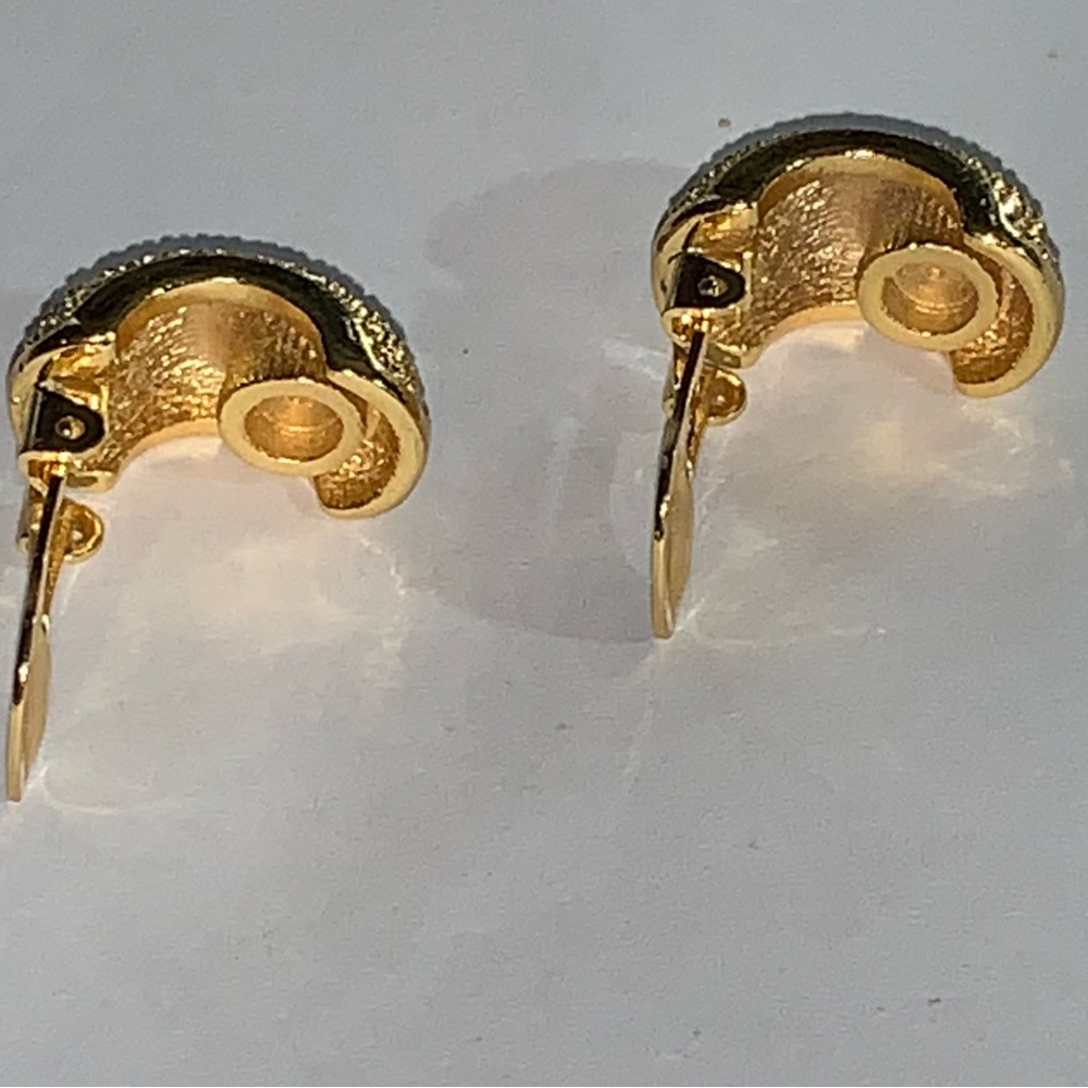 vintage CHRISTIAN DIOR clip back huggie EARRINGS w/Swarovski crystals - Picture 8 of 12